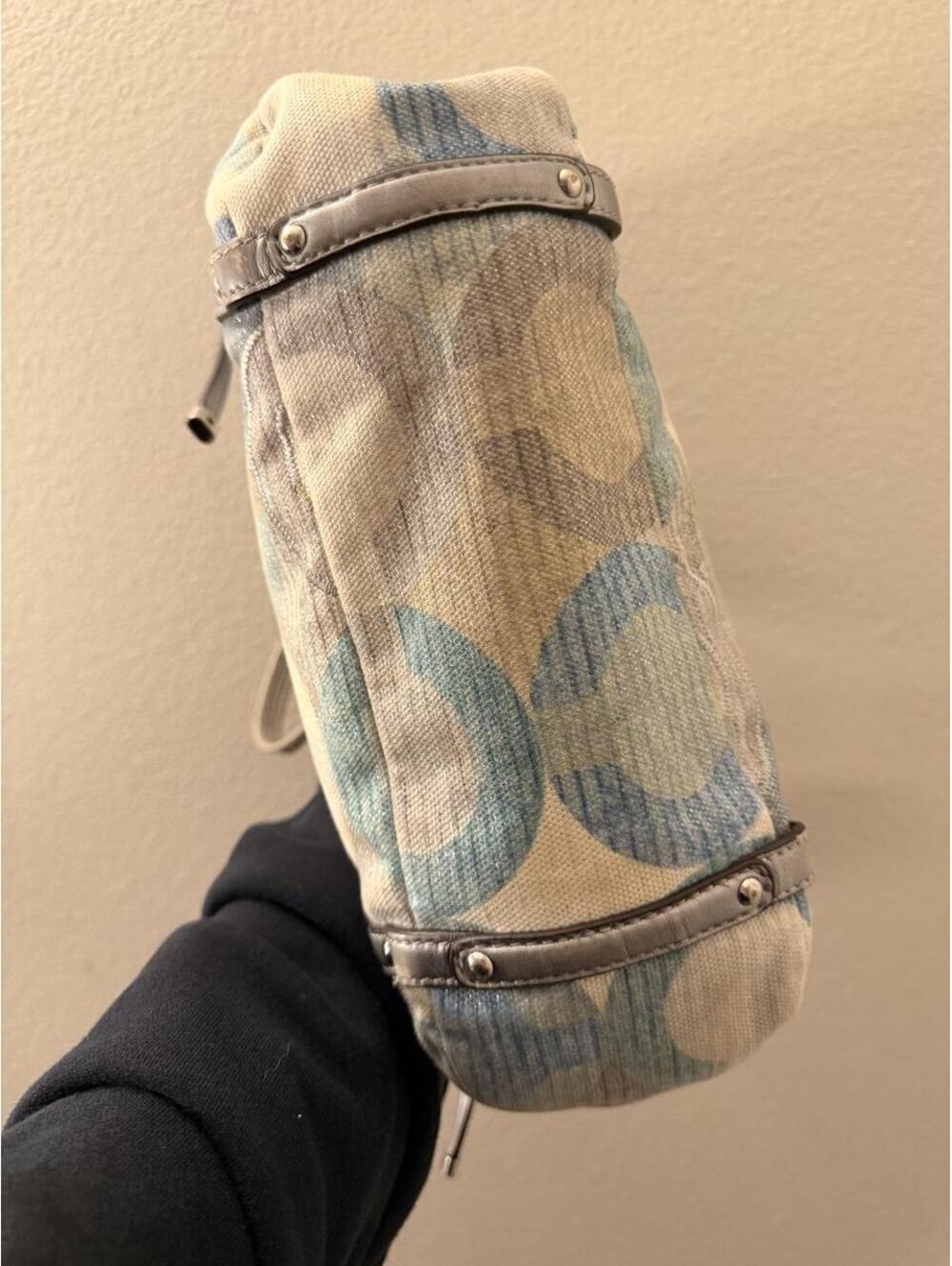 Vintage Coach Audrey Metallic Graphic Op Art Cinched Tote - Picture 4 of 7